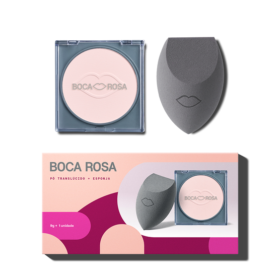 KIT ESPONJA E PÓ TRANSLÚCIDO BOCA ROSA